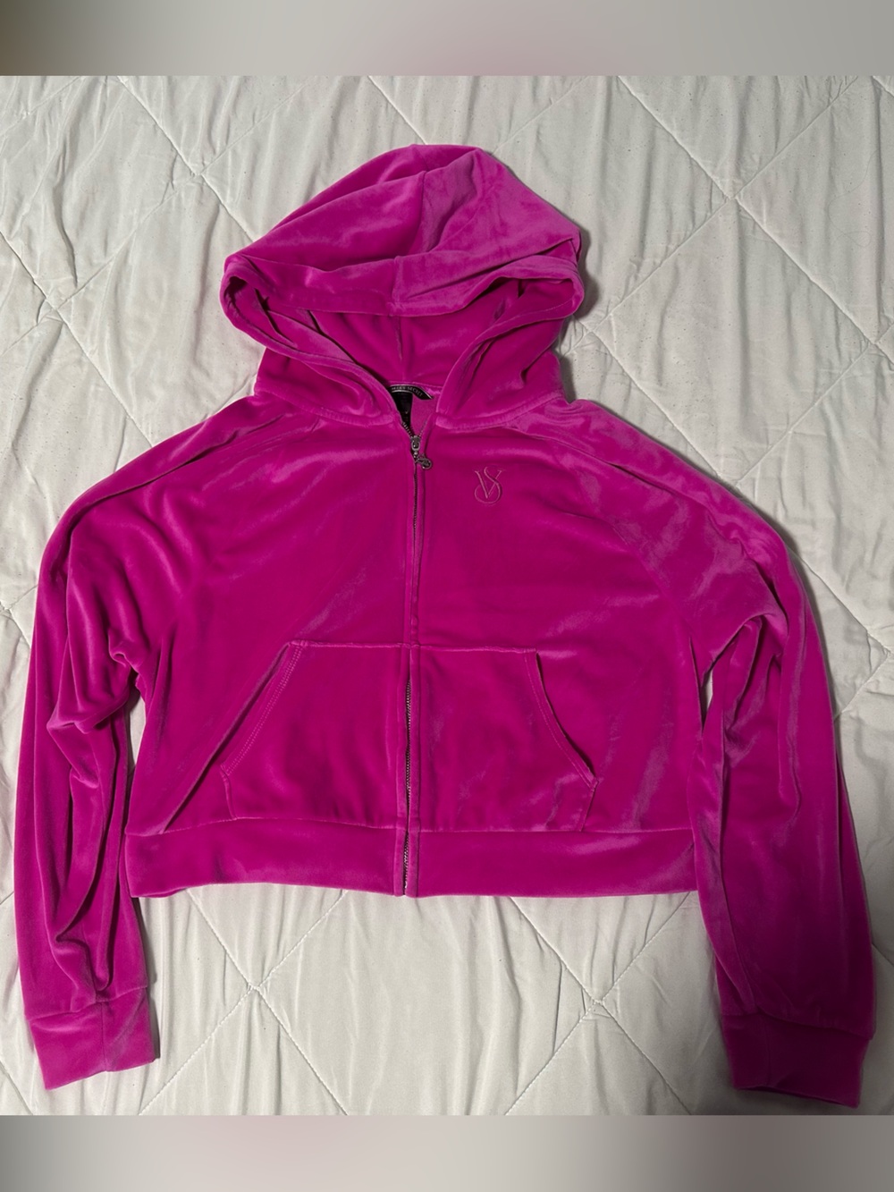 Victoria's Secret Bright Pink Velour Hoodie